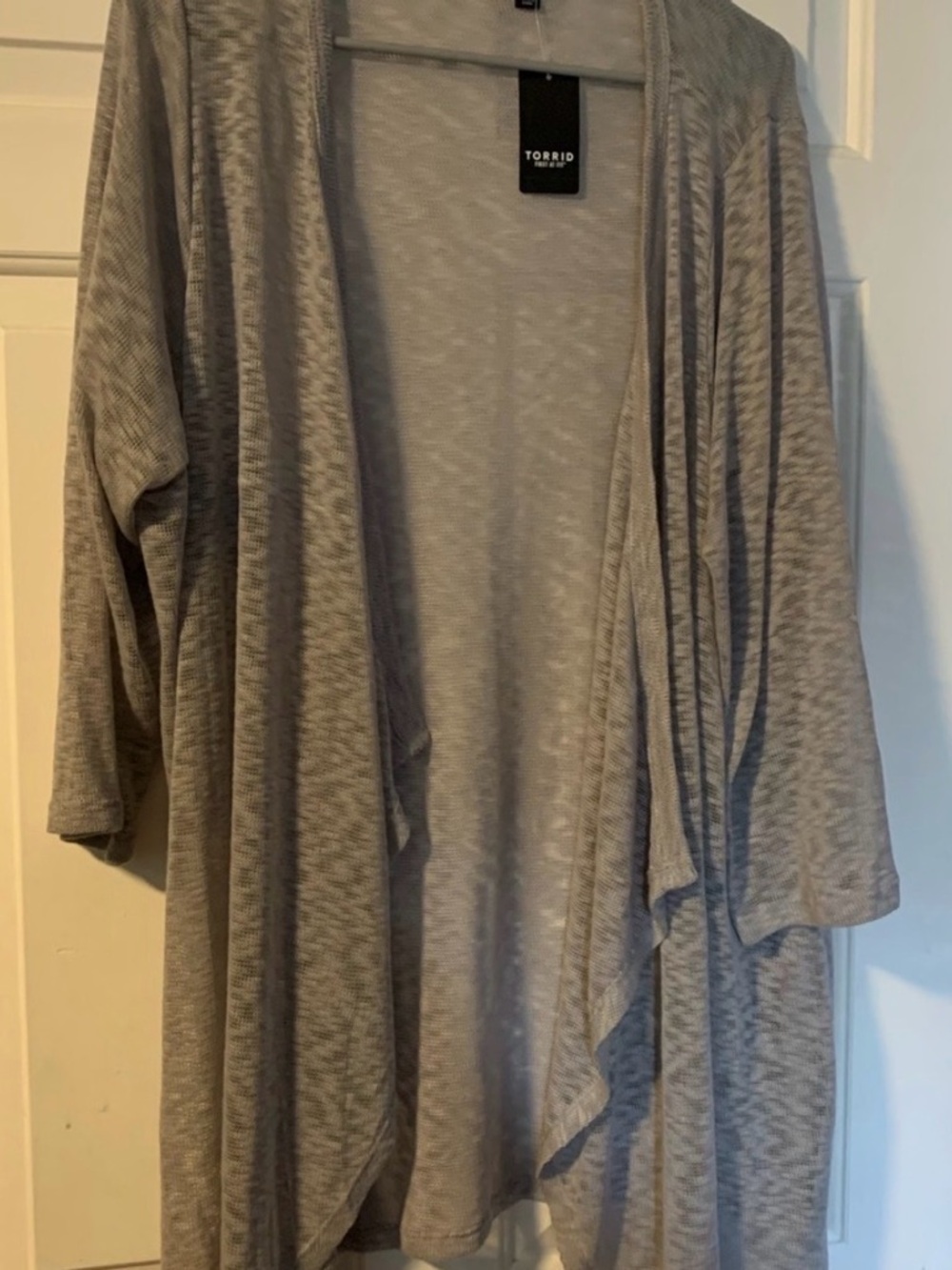 torrid Light Gray Open-Front Draped Cardigan
